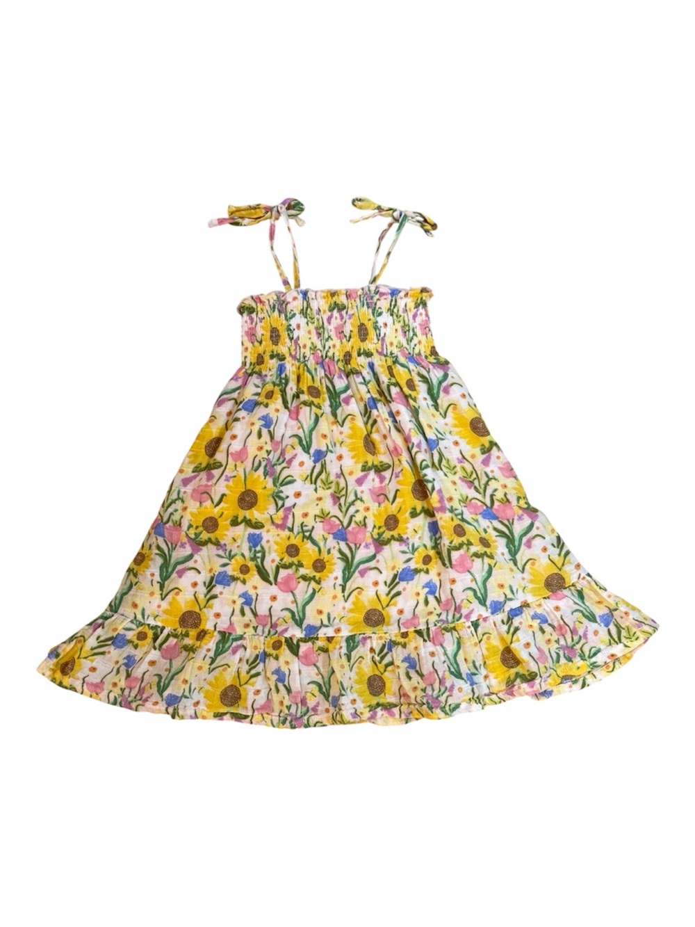 Angel Dear Sunflower Floral Smocked Ruffle Sundress